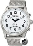 NYSW Men’s Atomic Time Sync Analog Pedometer Watch, Walking Step Counter, Calories & Miles, American Voice Announces Time/Date & Steps, No Bluetooth No EMF, Large Display, Stainless Steel Band SL-WT