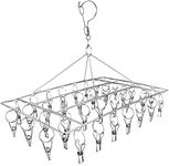 PELLUM Stainless Steel Clothes Drying Rack with 30 Clips, Drip Hangers Clothes Drying Rack Laundry Accessories,for Underwear Towel Scarves,Socks (Square)