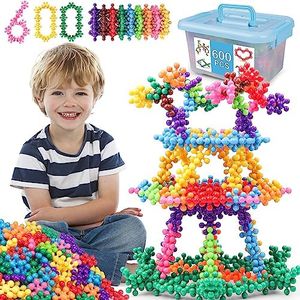 600 PCS Building Blocks Connect Toys Interlocking Solid Plastic STEM Toys Educational Toys Sets for Preschool Kids Boys and Girls Aged 3+, Promote Fine Motor Skills and Sensory Development.