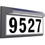 Solar Address Sign, Lighted Address Numbers Outdoor Waterproof, Illuminated LED Address Plaque, House Numbers for Outside (Grey)