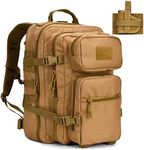 REEBOW GEAR Military Tactical Backpack w/Gun Holster Small 3 Day Assault Pack Army Bug Bag Backpacks Rucksacks Range Bags for Outdoor Hiking Camping Trekking Hunting, Tan, Small, Rucksack Backpacks