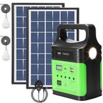 Vclpower 8800mAh Portable Power Station with Solar Panel Type-C Fast Charging Generator,LED Flashlight,FM,LED Bulbs,Solar Generator Lifepo4 Battery for Home Outdoor Camping Emergency Fishing hunting