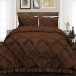 100% Egyptian Cotton, Luxurious Soft 1 PCS Diamond Ruffle Duvet/Rajai Cover with Hidden Zipper, 400 Thread Count Comfy & Fluffy Duvet Cover- King Size Chocolate Solid