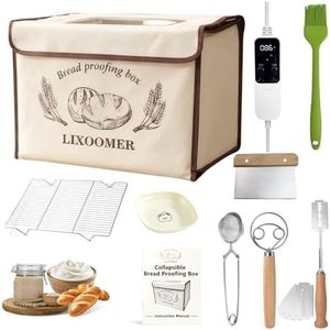 LIXOOMER Collapsible Bread Proofing Box with 68-115°F Temp Control & 48H Timer, Bread Making Kit with Dough Warming Box, Includes 7 Kitchen Baking Accessories