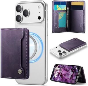 Vinich for MagSafe Wallet Magnetic RFID Blocking Card Holder Compatible with MagSafe Phones and Cases, Strong Magnet Minimalist Phone Wallet for iPhone 16/15/ 14/13/ 12/ Pro/Max/Plus, Classic Purple