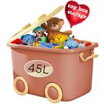 Froppi Toy Box 45L | Toy Storage | Plastic Toy Organiser on Wheels | Kids Toy Box Storage with Lid L50 W35 H30 cm Pink