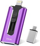 Phone Photo Stick,Phone Flash Drive,4 in 1 256GB Phone USB Stick USB 3.0 Flash Drive for Phone iPad Thumb Drive,Phone Photo Storage Phone Memory Stick for Phone/PC/iPad/More Devices(Purple