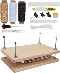 eZAKKA Book Binding Kits, Book Press 11.6 x 7.6 Inch with Plastic Bone Folder, Waxed Thread for Beginners Bookbinding Supplies, 15PCS