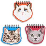 Die Cut Spiral Notepads with 3 Cat Cover Designs (4.5 Inches, 3 Pack)