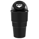 KOMUNJ Car Garbage Can with Lid, Leakproof Vehicle Automotive Cup Holder Car Trash Can,Fits Auto Home Office (1-BLACK)