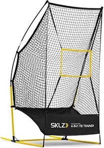 SKLZ Quickster 4-in-1 Multi-Skill Football Net for Pass, Punt, Kick and Snap Training,Black/yellow