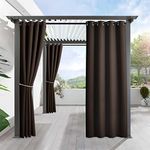RYB Home Blackout Curtain Outdoor - Outdoor Deck Grommet Curtains for Patio Pergola Waterproof Sunlight Shade Privacy Drape for Porch Balcony Front Gazebo, 1 Panel, Wide 52 by Long 95 inch, Brown