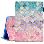 Ausmix Case for iPad 9th Generation 2021/ iPad 8th Generation 2020 Case/iPad 7th Gen 2019 Case, iPad Cover 10.2 Inch PU Leather Protective Smart Cover with Auto Wake/Sleep, Mermaid