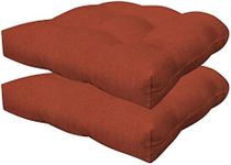 Honeycomb Outdoor Contoured Tufted Cushion Set, 19.5" W x 18.5" L, Textured Solid Terracotta Outdoor Chair Cushions