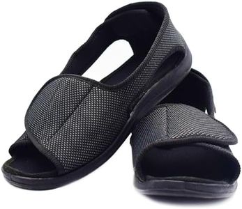 W&Lesvago Men's Open Toe Diabetic Sandals - Extra Wide Width Arthritis&Edema Footwear MS6010M Black Size: 12