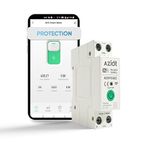AZIOT 1P 63A WiFi Smart MCB, Circuit Breaker with Power Monitoring, Remote & Voice Control | Over/Undervoltage & Overcurrent Protection | Works with EV Chargers, Heaters, Pumps | SmartLife App