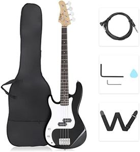 GLARRY Left Hand 4 String Electric Bass Guitar for Beginner Full Size Kit with Cable, Strap, Bag and Accessories (Black)