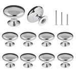 ShipeeKin 10x Silver Polished Chrome Cabinet Knobs Round Mushroom Drawer Door Knob Pull Handles 30mm for Cupboard Wardrobe Dresser Bedroom Bathroom Racks Furniture ect.