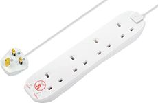 Masterplug Four Socket Power Surge Protected Extension Lead, 2 Metres, 25 x 5.5 x 3 cm, White