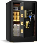 COSTWAY Safe Box, Electronic Steel Security Cabinet with 3 Opening Ways, Built-in Safe, Alarm System, Digital Keypad, Anti-peeping Design & 4 Keys for Home Office (with Built-in Safe, 38x36x58cm)