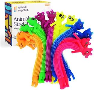 Special Supplies Kid’s Sensory Toys Fidget Strings with Cute Animal Faces, Set of 12, Tactile Stimulation for Hand-Eye Coordination, Textured Stretchy Silicone, Fun for Girls and Boys