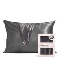 Kitsch 100% Satin Pillowcase with Zipper, Softer Than Silk Pillowcase for Hair & Skin, Cooling Pillow case, Satin Pillow Case Cover (Standard/Queen (1 Pack), Charcoal)