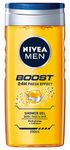 NIVEA MEN BOOST Shower Gel (250ml), Moisturising Body Wash with Naturally Sourced Caffeine, All-in-1 Shower Gel for Men, Revitalising NIVEA MEN Shower Gel