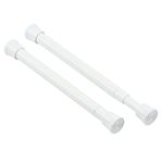 KXLIFE 2 Pack Small Spring Tension Curtain Rod for Window Cupboard Closet (White, 7.5 to 11.5 Inch)