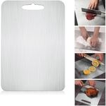 MKAEYYO Titanium Cutting Board - Kitchen Stainless Steel Cutting Board, Double Sided Titanium Cutting Board Mat, Kitchen Cutting Board for Cutting Meat, Bread, Vegetables and Fruits (39 * 28cm)