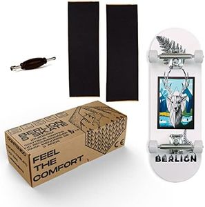 BERLION - Finger Skate para Dedos Profesional de Madera Pro, Mini monopatín Fingerboard pequeño, Lija y Ruedas, Finger Toys antiestres