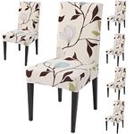 HOKIPO Stretchable Dining Chair Cover Set of 6 Washable Slip Covers (AR-4097-D20*6), Polyester Blend