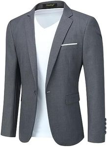 Cloudstyle Mens Suit Jacket One Button Slim Fit Sport Coat Business Daily Blazer Dark Grey X-Large