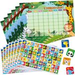 Tenare 12 Pieces Reward Chart with Stickers 6 Pieces Behaviour Charts, 6 Sheets/ 360 Pcs Reward Chart Reusable Stickers for Girl Boy Children Behavior Training Develop Habit(Colorful,Safari Animal)