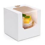 SUPERFA 24 Pack White Single Cupcake Boxes, Individual Cupcake Boxes with 2 Sheet of Stickers for Carrying Displaying Cupcake