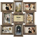 ARPAN Vintage Gold Multi Aperture Picture Photo Frame, Holds 9 x 6x4 Photos, Best Gifting Frame, Family Frame