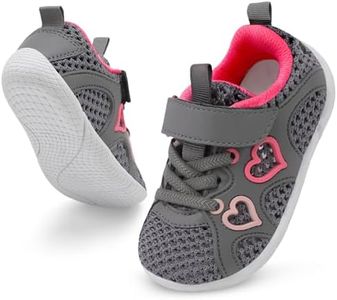 JIASUQI Toddler Shoes Girls Walking Shoes for Toddler Tennis Running Shoes Grey Size 6.5-7