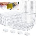 Embroidery Floss Organizer Box Set, Includes 24 Compartments Embroidery Floss Cross Stitch Organizer Box 50 Pieces Plastic Floss Bobbins 1790 Floss Number Stickers for Thread Sewing Storage, 4 Sets