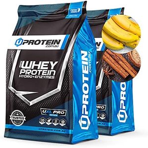 Protein Powder | 4kg Uprotein 100% Whey Protein Hydro Plus Enzymes | Whey Protein Powder | Vanilla Custard & Banana Sundae, 4kg (100 Serves) | Build Muscle, Low Carb, Whey Protein Powder for Men & Women