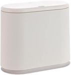 Baosia 8 Liter White Rectangular Plastic Trash Can Wastebasket with Press Type Lid,2.1 Gallon Slim Trash Bin,Narrow Trash Can Waste Bins for Bedroom, Bathroom, Office,Kitchen，Powder Room