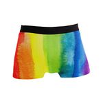 ZZKKO Stretchy Fashion Men's Underwear Boxer Briefs Breathable Summer Sports, Multicolour-rainbow Striped, Large