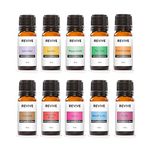 REVIVE Essential Oils STARTER KIT PACK OF 10-100% Pure Therapeutic Grade, For Diffuser, Humidifier, Massage, Aromatherapy, Skin & Hair Care - Cruelty Free - Unrefined Oils With No Fillers.