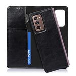 ELTEKER Samsung Galaxy Z Fold 2 5G Flip Wallet Case, 2 in 1 Luxury Genuine Leather Flip Magnetic Kickstand Wallet Case with Card Slot&Cash Pocket for Samsung Samsung Galaxy Z Fold 2 5G-Black