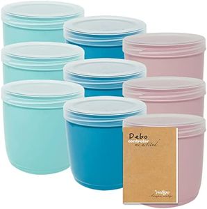 Codil Juegos Recipientes de Plásticos para Alimentos,Tapers Redondo Alto Reutilizables con Tapa para Comida Sin BPA, Apto para Microondas Lavavajillas y Congelador (Rosa Verde y Azul,9 x 1L)
