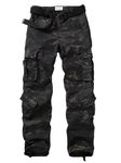 KOCTHOMY Cargo Pants for Men Casual Camo Work Pants with 8 Pockets No Belt 3355 Dark Camo 38