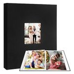 11x14 Photo Album Holds 64 Photos, Linen Cover Art Portfolio 11x14, Photo Album 11x14 Art Binder, 11x14" Art Portfolio Folder with Clear Plastic Sleeves for Kids & Artists Artwork Drawing (Black)