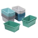 ECR4Kids Scoop-Front Storage Bins, Easy-to-Grip Design for Classroom Cubbies, Multipurpose Plastic Storage, Stackable Bins for Nursery, Playrooms and Home Organization, 15-Piece - Contemporary
