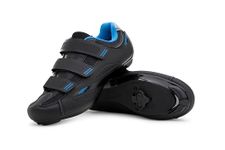 Tommaso Pista All Purpose Ready to Ride Cycling Shoes Women - Comfortable & Breathable Cleats - Look Delta & SPD Compatible, Black/Blue-spd, 6 UK