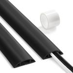 Floor Cable Cover 3ft Black, LZEOY Cord Covers for Wires on Floor, Cord Hider Floor Cable Management, Extension Cord Floor Cover Low Profile, Floor Cord Cover for Office/Carpet/Floor
