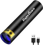 DARKDAWN UV 365nm Black Lights Mini Flashlight USB Rechargeable, Woods Lamp Portable LED Ultraviolet Pocket 370nm - Blacklight for Cat Urine Detection, Stains, Uranium Glass, Leak Detection, V4 365 nm