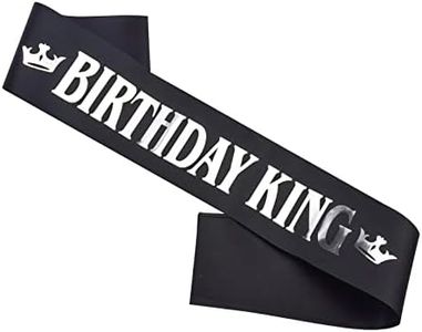 Birthday King Sash for Men, Boy Birthday Party Decoration Supplies (Black-Gold) - Birthday King Sash, Gold Foil Letter and Black Satin Birthday Sash for Men